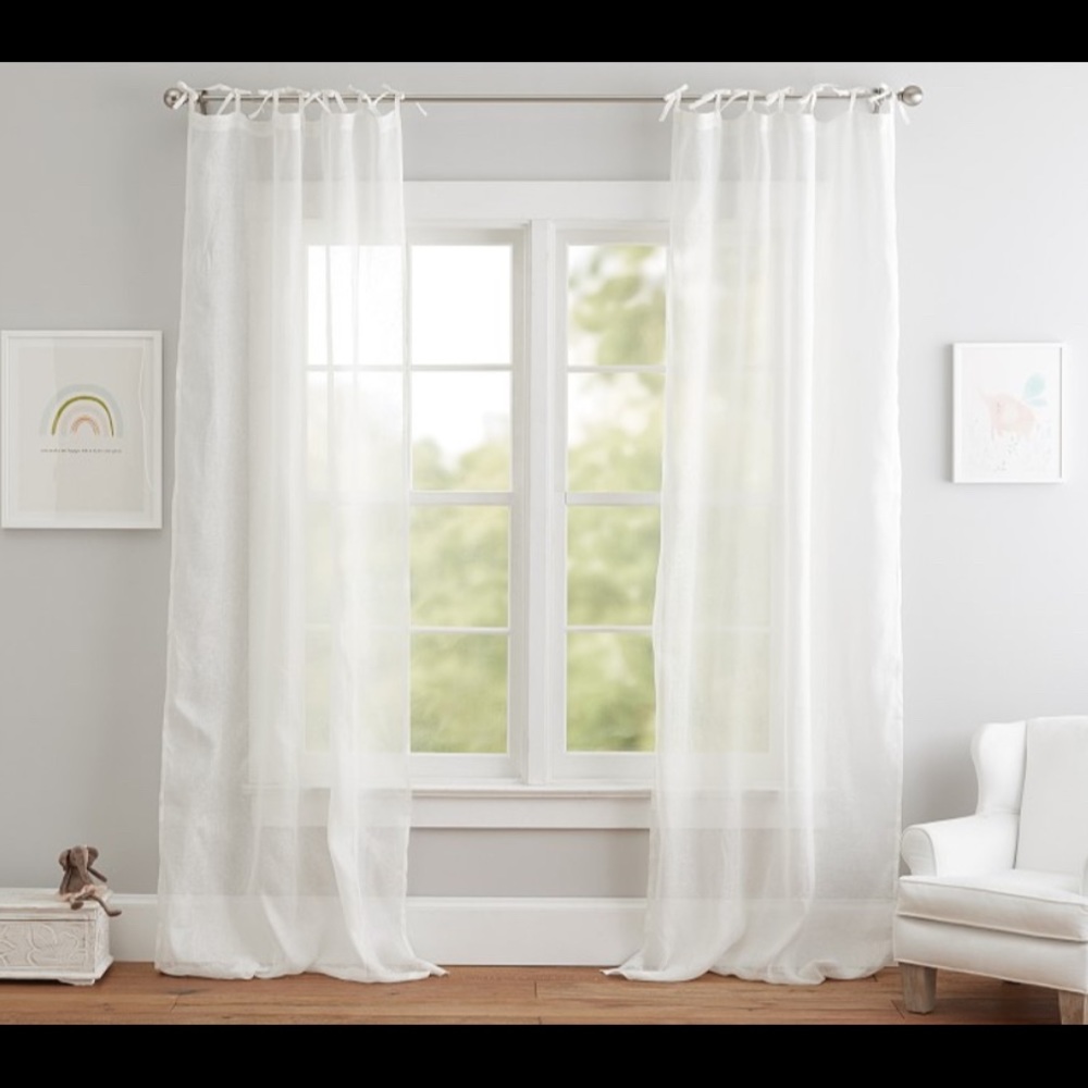 Pottery Barn Kids Linen Sheer Curtain Panel - Set of 2